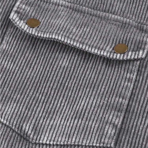 Cozy Corduroy Hoodie Jacket Shacket Button Down Shirt - Picture 12 of 16